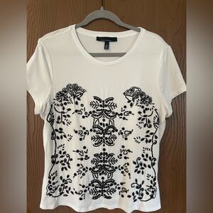 WHBM beaded t-shirt, size L, white